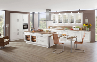 The white solid wood cabinet