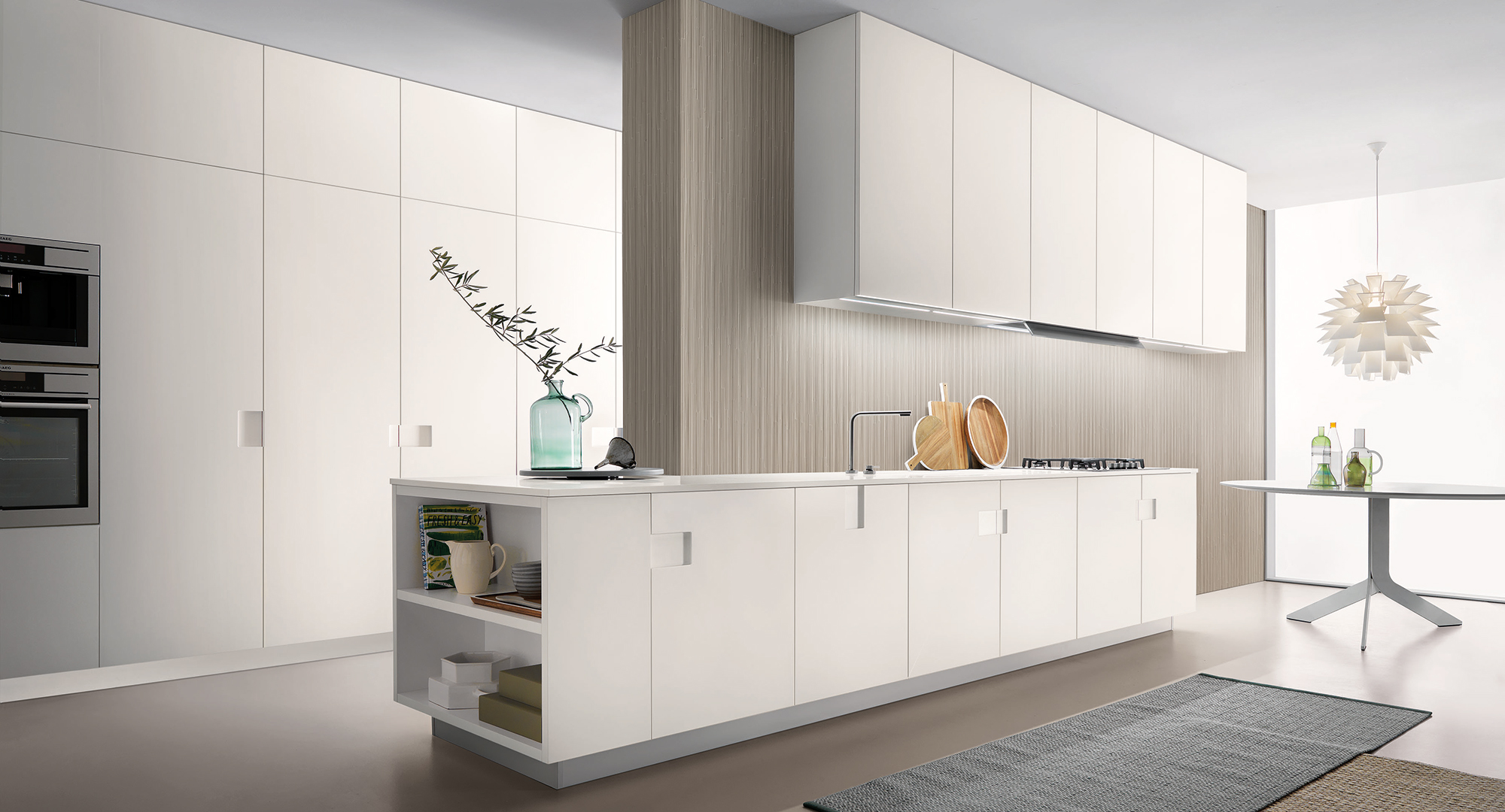 Modern style white lacquer kitchen cabinets