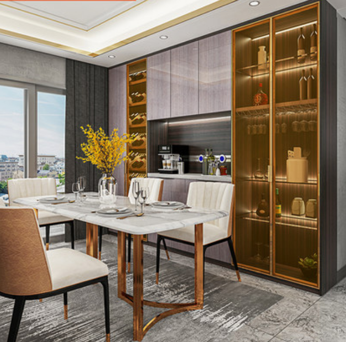 living room  cabinet European Light Luxury Food Side Cabinet Partition Wine Cabinet Expandable Wardrobe Shelf