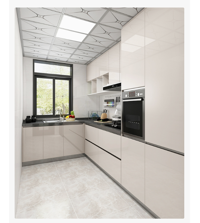Khaki modern high-end L-type UV door panel cabinet
