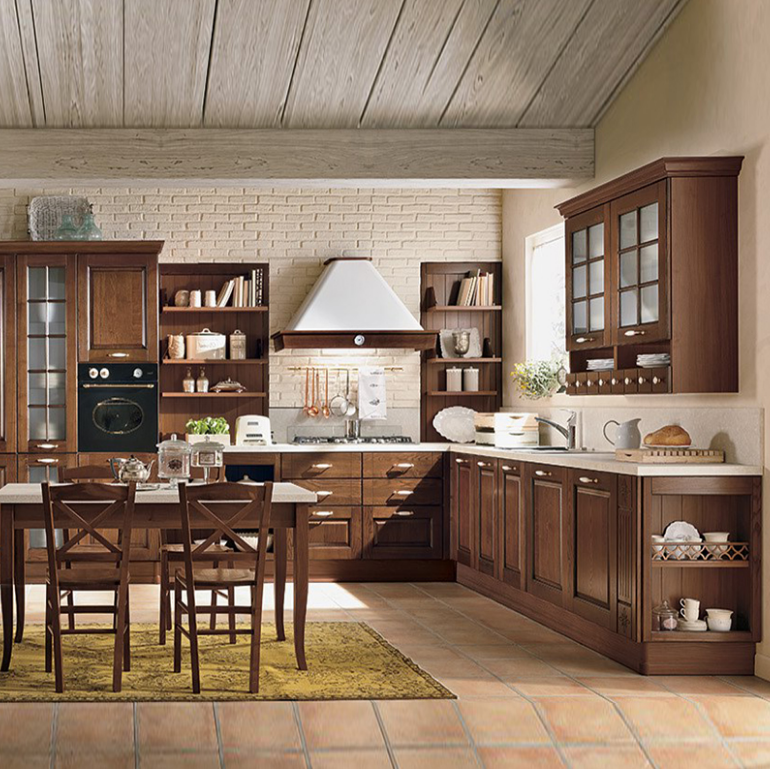 luxurious Customized accessories furniture kitchen with integrated solid wood kitchen cabinet