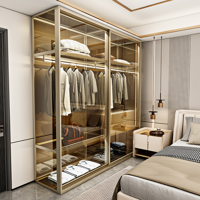 wardrobe trunk on wheels Customization  glass door cabinet