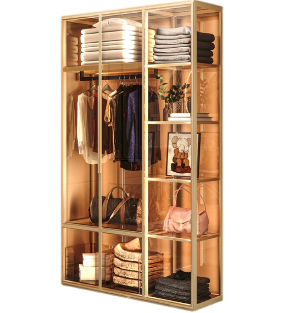 wardrobe bracket stainless Customization  glass cabinet wardrobe