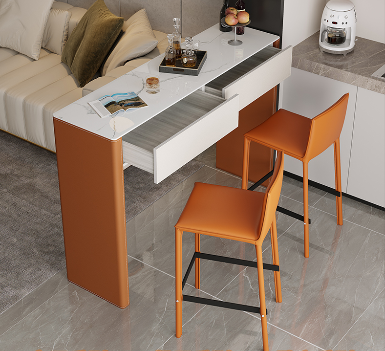 Leather bar table Modern household leisure water bar table Living room Partition long table Narrow balcony Coffee high table