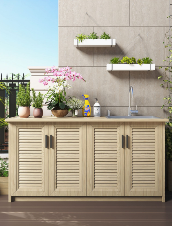 customized Outdoor Furniture Bathroom Vanity Countertop Aluminum Alloy Waterproof Sunscreen Wash Basin Cabinet
