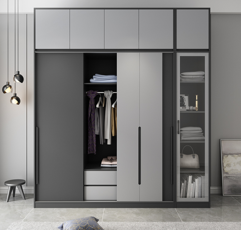   bedroom storage Sliding door wardrobe Modern household rental room wardrobe hanging organizer