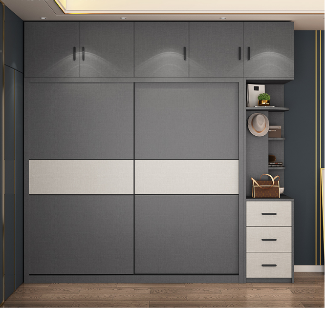  customized bedroom modern sliding door wardrobe for small room with LED light