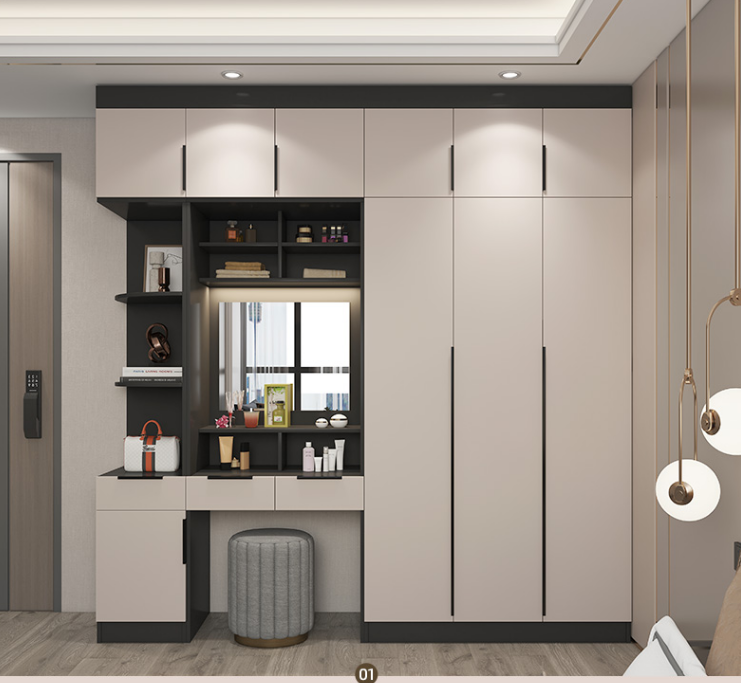 Bedroom Fashion Desk and Bookcase Integrated Bedroom Wardrobe Study Table Designs
