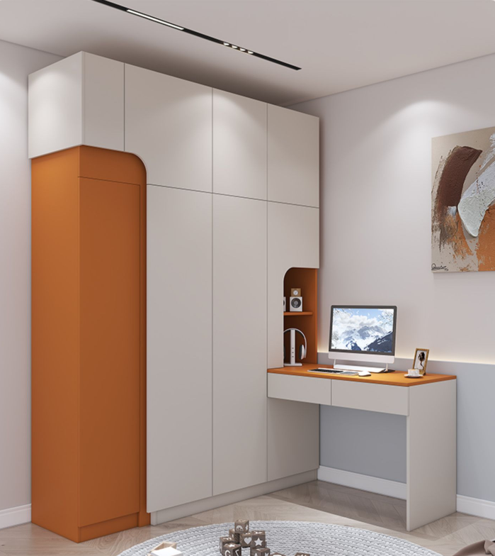 Bedroom Modern Corner Kids Wardrobes Furniture Computer Desk One-Piece Combination Wardrobe Canada