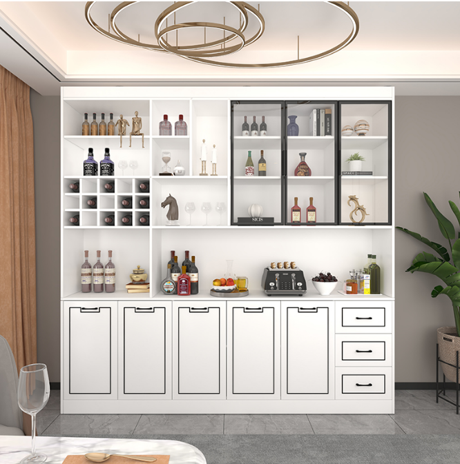 High-end chinese kitchen furniture Restaurant display cabinet glass dining cabinet with lLED