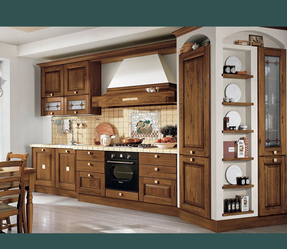 American kitchen  classic all new kitchen cabinets Customized log kitchen cabinet with rock countertop