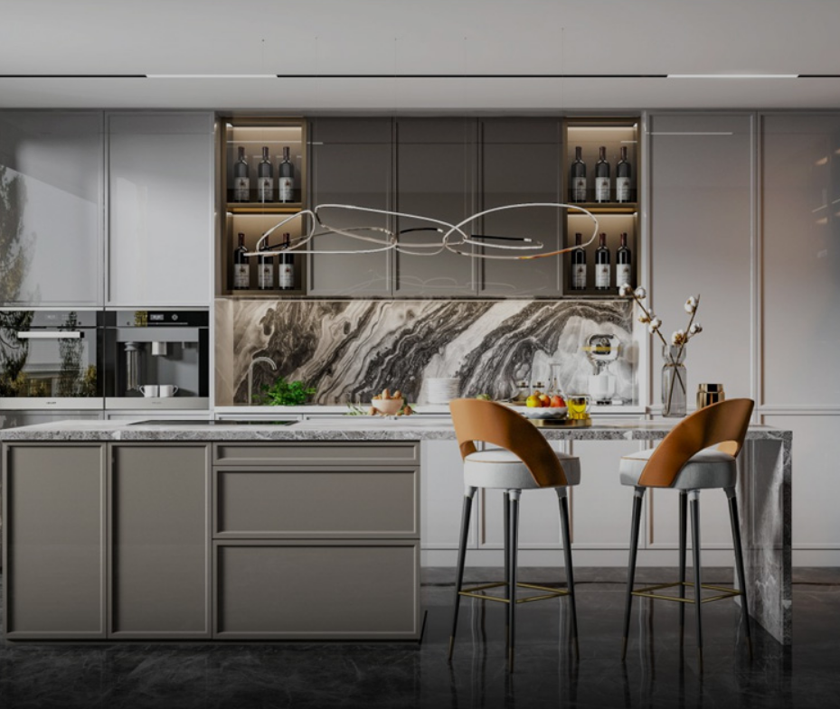 new kitchen Customized indian kitchen cabinets for modern customized L-shaped quartz kitchen