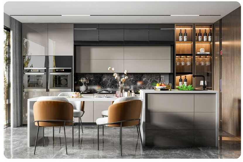 flatpack prefab kitchen cabinets  custom  island platform modern and simple  kitchen